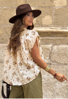 Ażurowa Hemd w kwiaty Bronze Blossom Hell Beige
