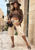 Spodenki Jeans bermudy z paskiem Street Story Beige