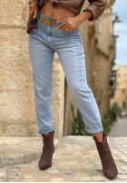 Hose Jeans baggy z paskiem Denim Touch Blau