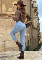 Hose Jeans baggy z paskiem Denim Touch Blau