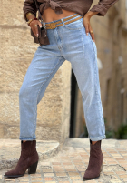 Hose Jeans baggy z paskiem Denim Touch Blau