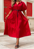 Koszulowa Kleid maxi z bufkami Summer Light Dunkelblau