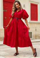 Koszulowa Kleid maxi z bufkami Summer Light Dunkelblau