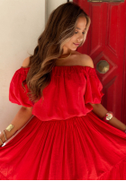 Bluse Kleid im spanischen Stil z bufkami Malta Delizia Rot