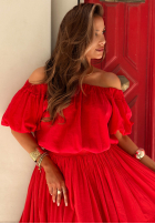 Bluse Kleid im spanischen Stil z bufkami Malta Delizia Rot
