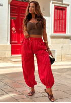 Material Hose w paski Malta Romance Rot
