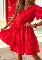 Kleid z bufkami w paski Malta Romance Rot