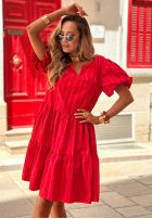 Kleid z bufkami w paski Malta Romance Rot