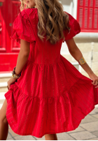 Kleid z bufkami w paski Malta Romance Rot