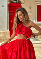 Asymetryczna Bluse z falbankami Malta Delizia Rot