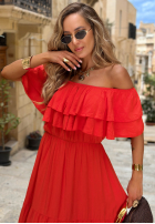 Sukienka maxi Kleid im spanischen Stil z falbankami Santa Ritta Weiß