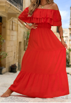 Sukienka maxi Kleid im spanischen Stil z falbankami Santa Ritta Weiß