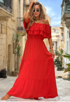 Sukienka maxi Kleid im spanischen Stil z falbankami Santa Ritta Weiß