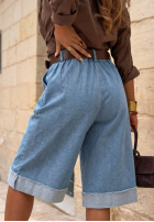 Krótkie Jeans spodenki z paskiem Azure Essence Blau