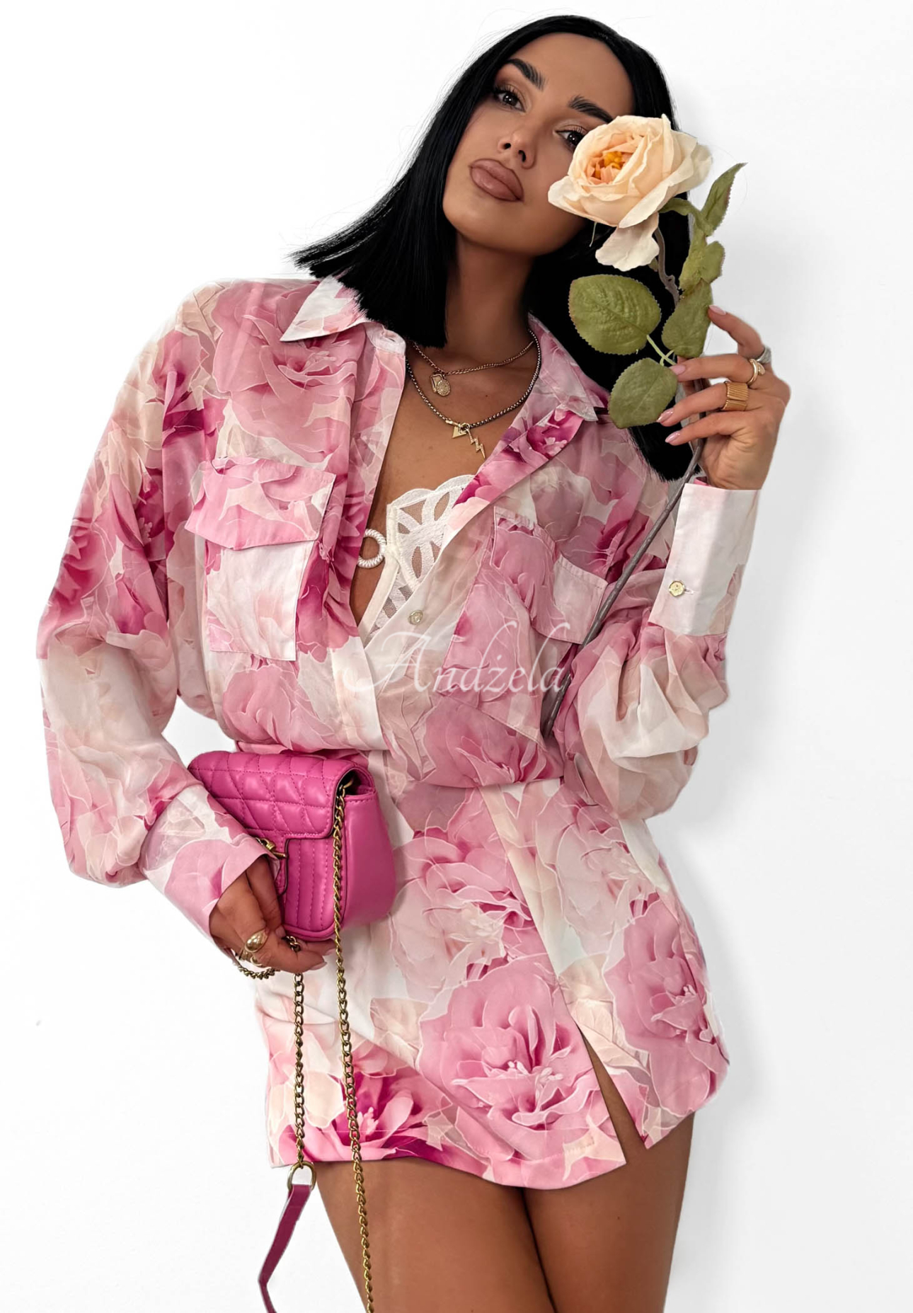 Hosenrock aus Viskose mit Blumenmuster La Milla Secret Flower Puderrosa