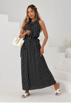 Wiskozowa Kleid maxi w Punkte Sun & Dots Schwarz