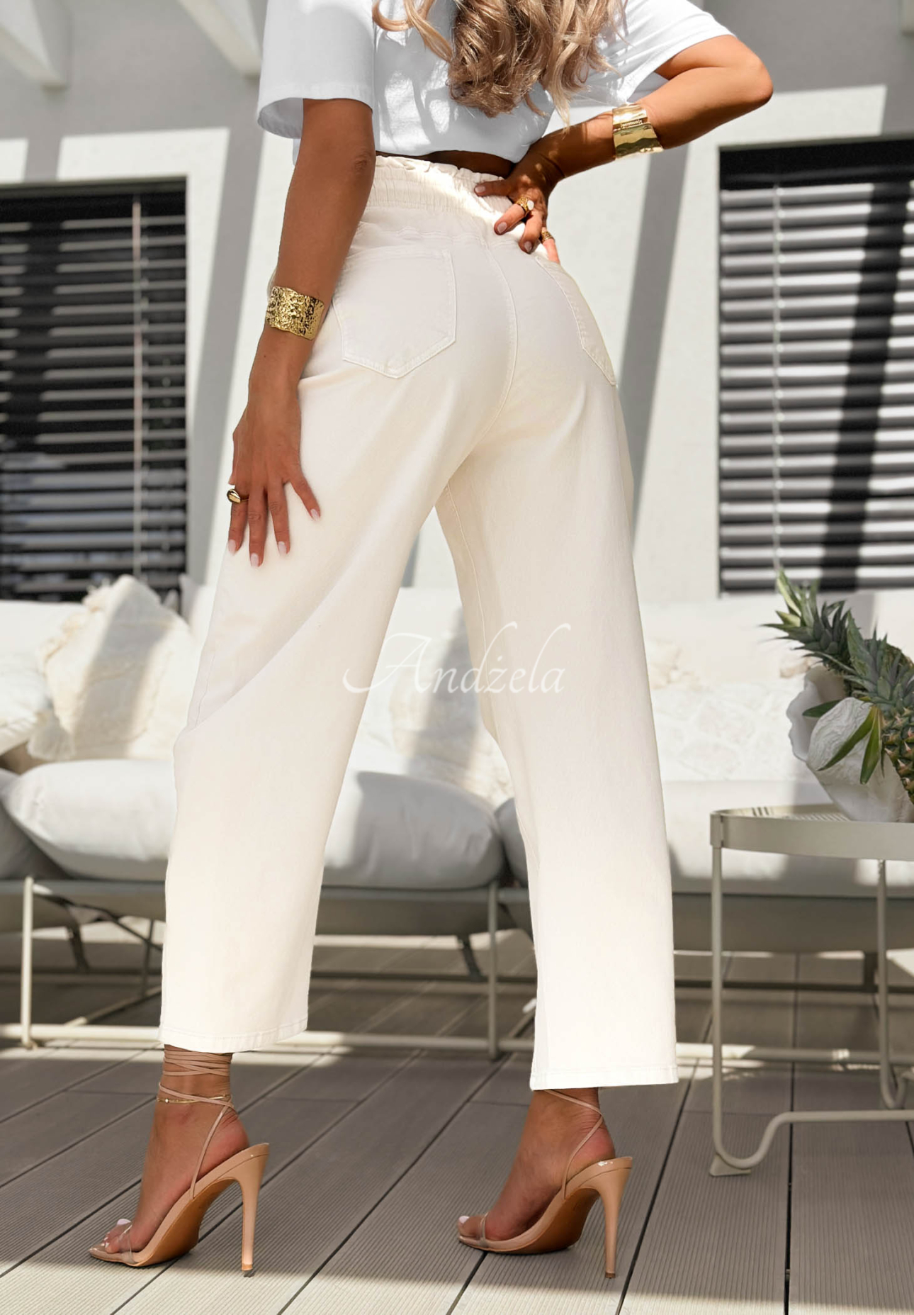 Ballon-Jeans mit elastischem Bund Meet Me Again Beige
