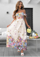 Kwiecista Kleid maxi z bufkami Flori Amori Weiß