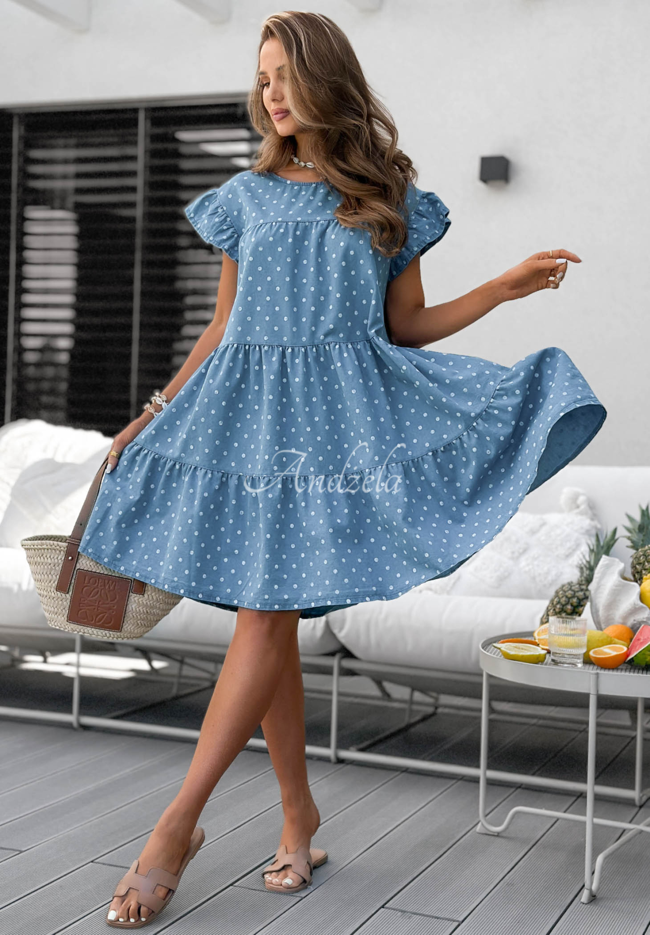 Baumwollkleid mit Punkten Lagoon Style Hellblau