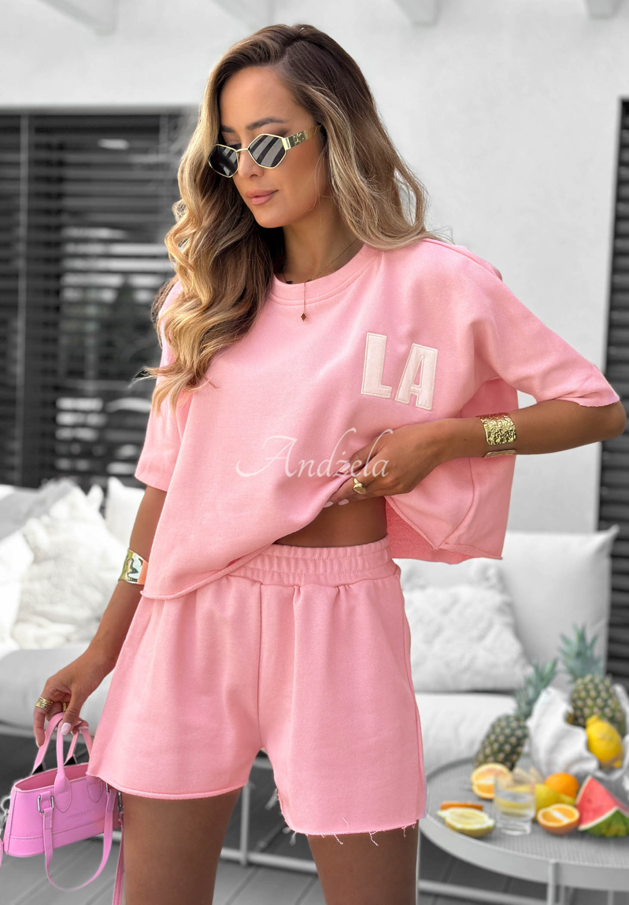 Set Baumwollbluse und -shorts Hello La Rosa