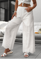 Ażurowe Hose wide leg boho Ocean Shells Weiß
