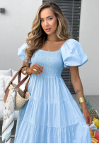 Kleid midi z falbankami i bufkami Ocean Breeze Weiß