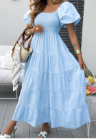 Kleid midi z falbankami i bufkami Ocean Breeze Weiß