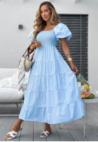 Kleid midi z falbankami i bufkami Ocean Breeze Weiß
