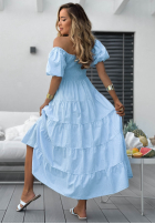 Kleid midi z falbankami i bufkami Ocean Breeze Weiß