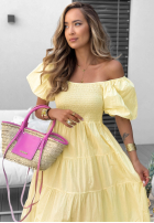 Kleid midi z falbankami i bufkami Ocean Breeze Weiß