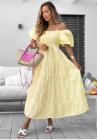 Kleid midi z falbankami i bufkami Ocean Breeze Weiß