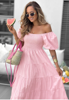 Kleid midi z falbankami i bufkami Ocean Breeze Weiß