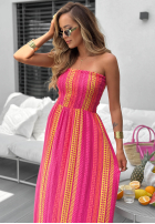 Wzorzysta Kleid maxi bez ramiączek Sun Nectar Fuchsia