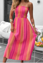 Wzorzysta Kleid maxi bez ramiączek Sun Nectar Fuchsia