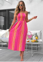 Wzorzysta Kleid maxi bez ramiączek Sun Nectar Fuchsia