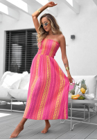 Wzorzysta Kleid maxi bez ramiączek Sun Nectar Fuchsia