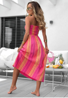 Wzorzysta Kleid maxi bez ramiączek Sun Nectar Fuchsia
