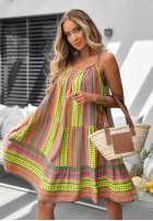Wzorzysta Kleid mini na ramiączkach Sunny Coast Khaki