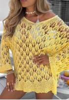 Ażurowy Pullover oversize z dekoltem Dolce Marina Gelb