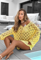 Ażurowy Pullover oversize z dekoltem Dolce Marina Gelb