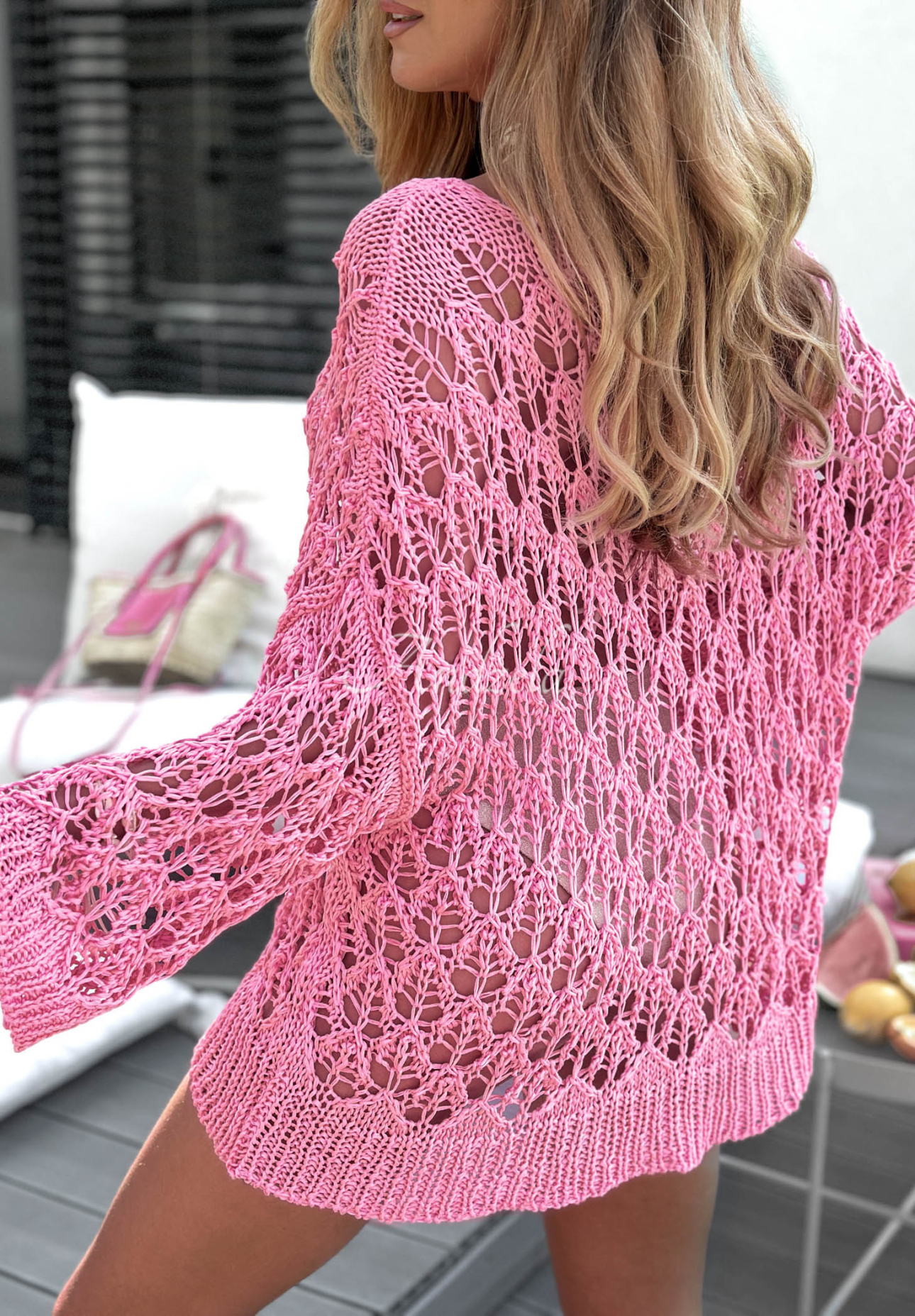 Oversize-Pullover mit Lochmuster und Ausschnitt Dolce Marina Rosa
