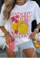 T-Shirt z nadrukiem Wonderful Lemon Weiß