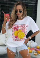 T-Shirt z nadrukiem Wonderful Lemon Weiß
