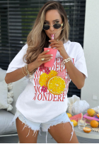 T-Shirt z nadrukiem Wonderful Lemon Weiß