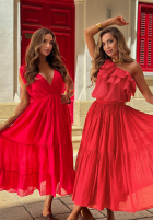 Asymetryczna Bluse z falbankami Malta Delizia Rot