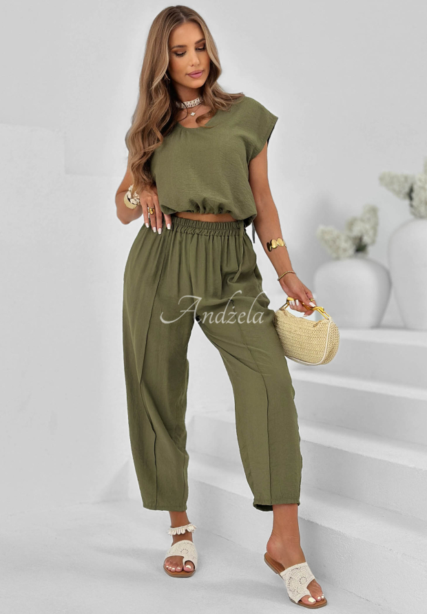 Set aus Bluse und Hose aus Viskose Sunrise Sun Khaki