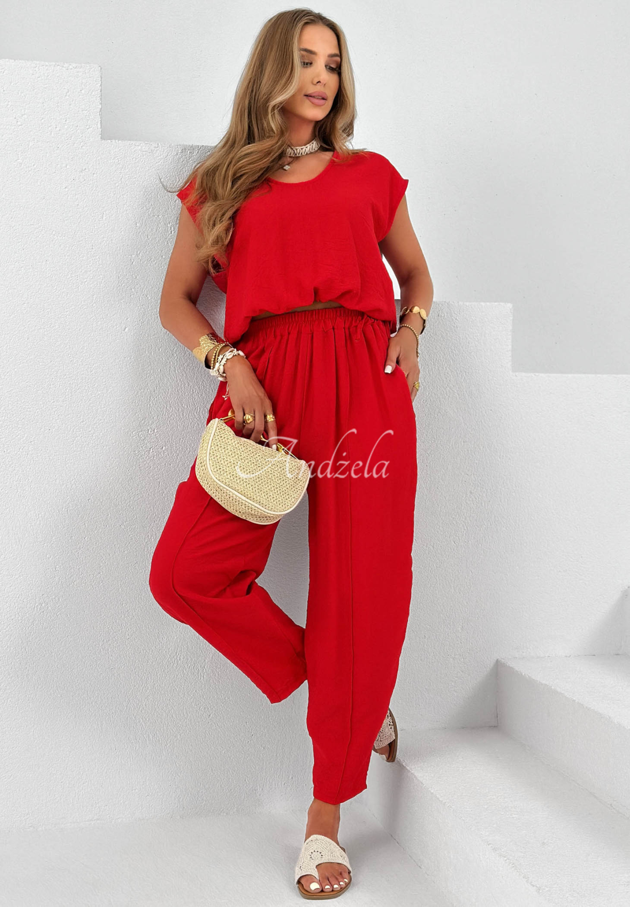 Set aus Bluse und Hose aus Viskose Sunrise Sun Rot
