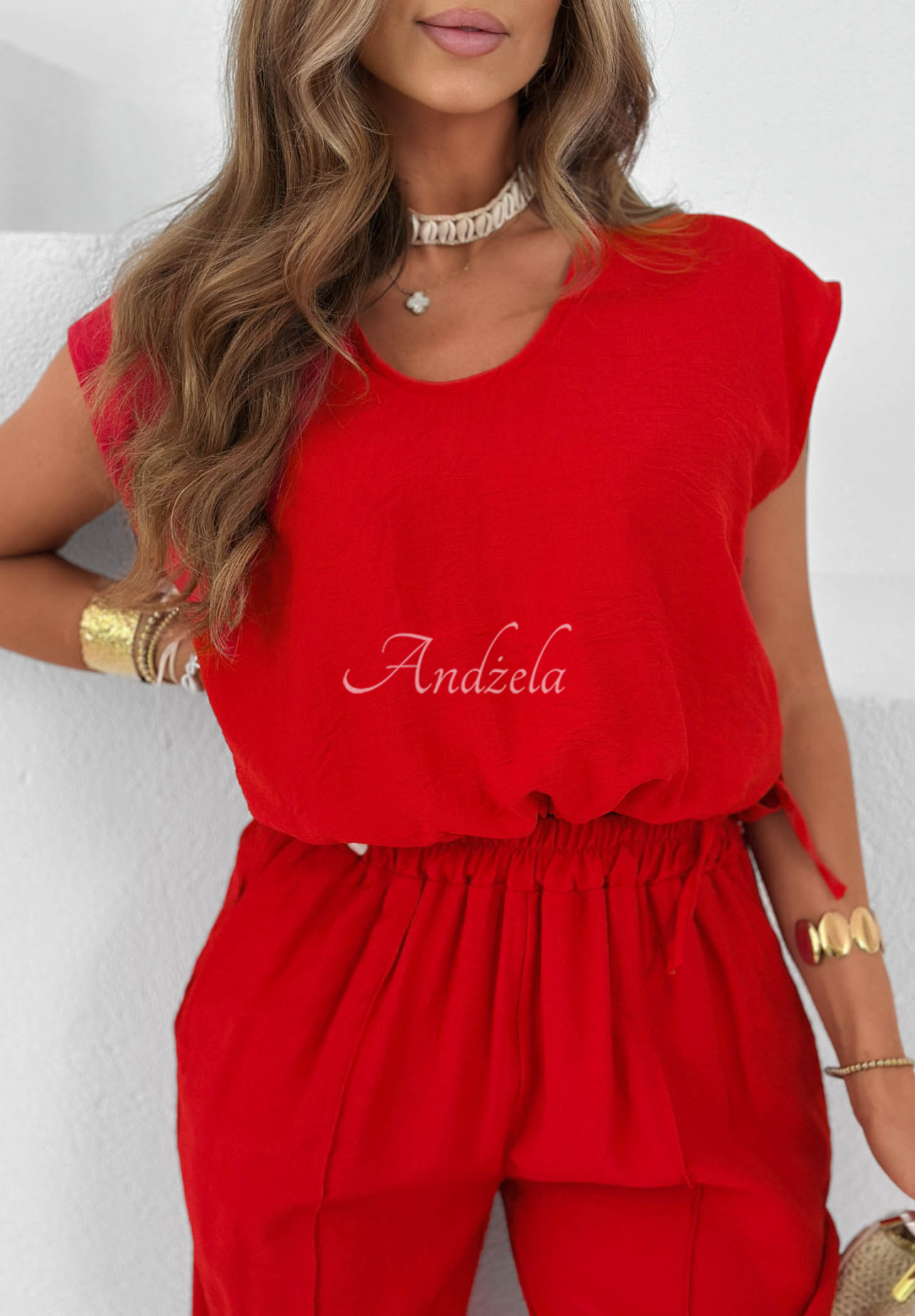 Set aus Bluse und Hose aus Viskose Sunrise Sun Rot