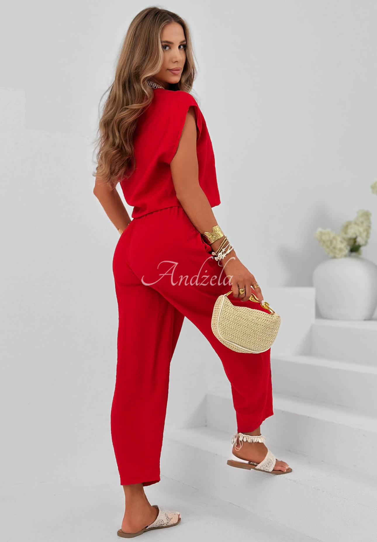 Set aus Bluse und Hose aus Viskose Sunrise Sun Rot