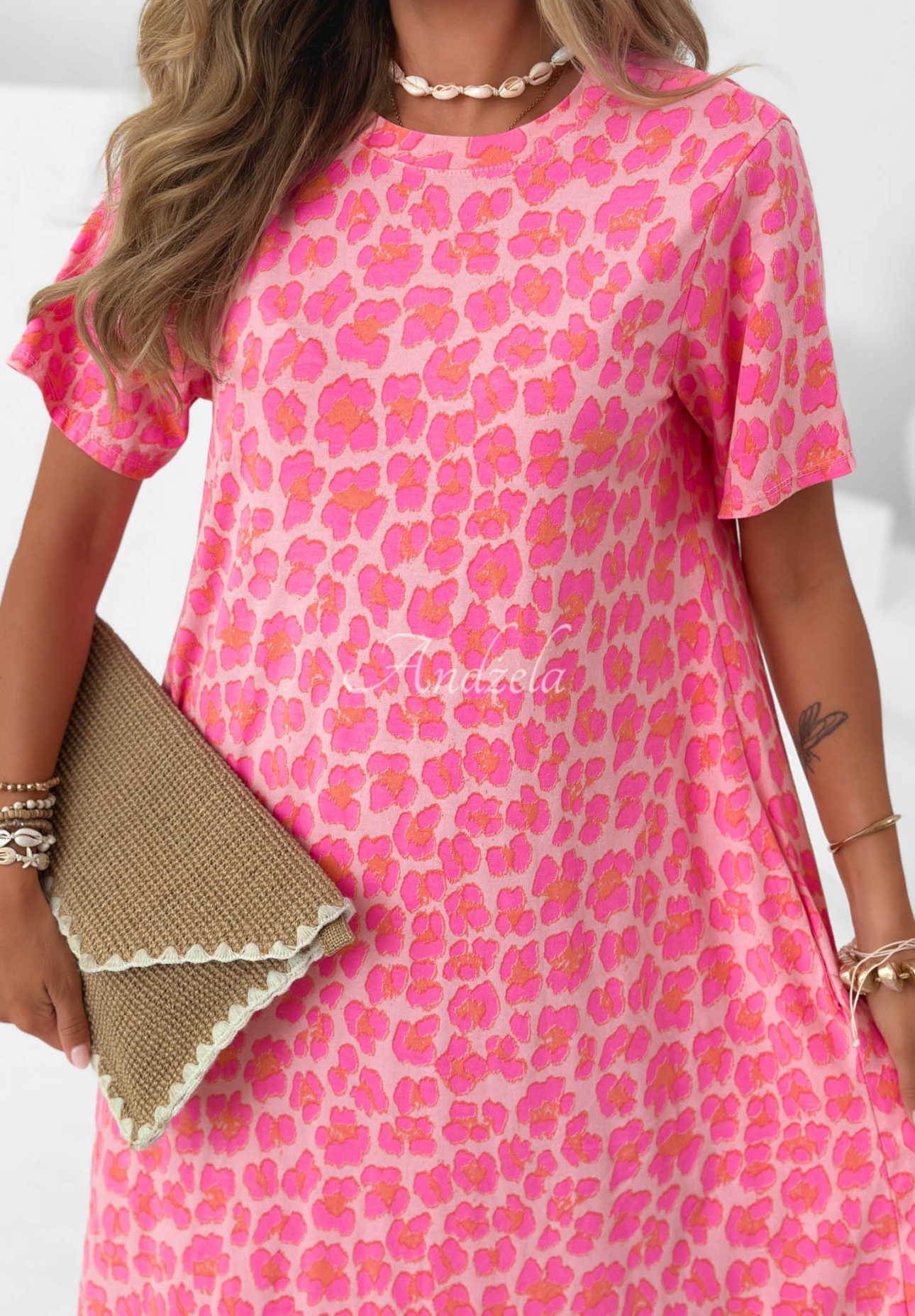 Baumwollkleid mit Leopardenmuster Candy Panther Rosa